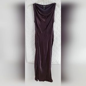 DKNY Purple Cowl Neck Satin Slip Dress
